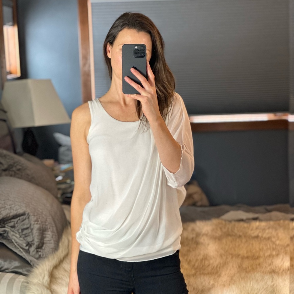 Bailey44 Sheer One-Shoulder Top, XS, New with Tags
